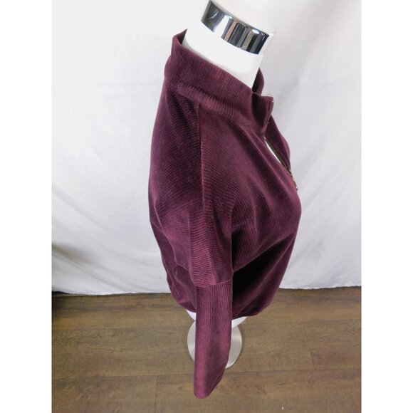 Arizona Jean Co Pullover Womens Medium Burgundy Half Zip Corduroy Rib Ring Pull - Picture 9 of 12